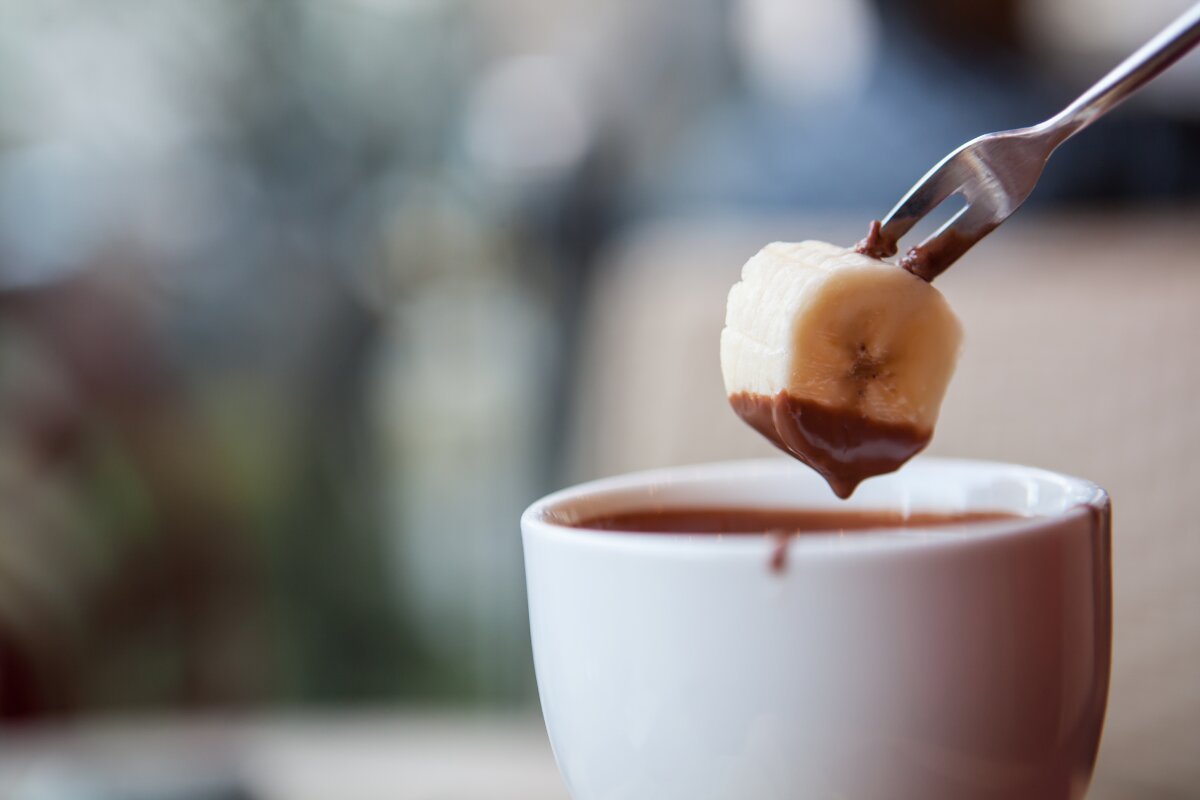 chocolate fondue with banana