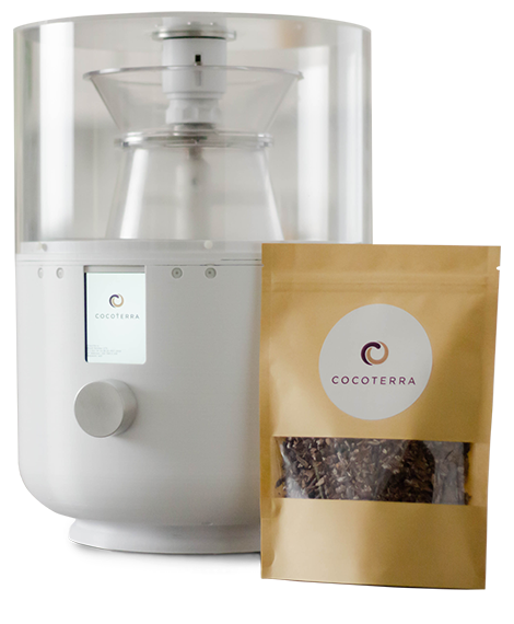 CocoTerra chocolate making machine and cocoa nibs